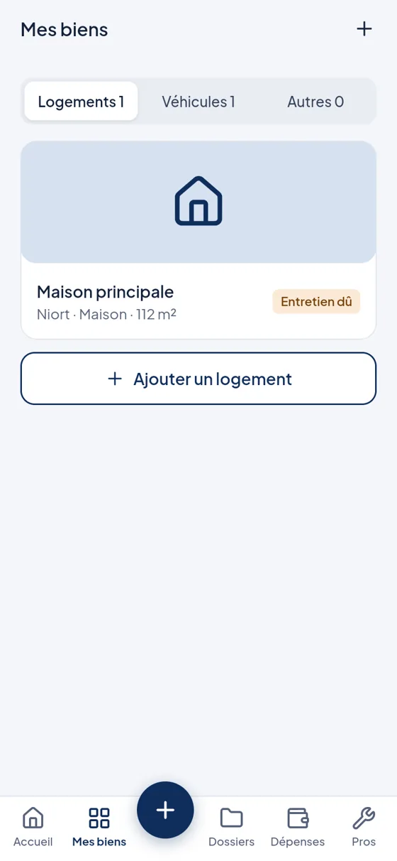 App Le Chez Soi : mes biens