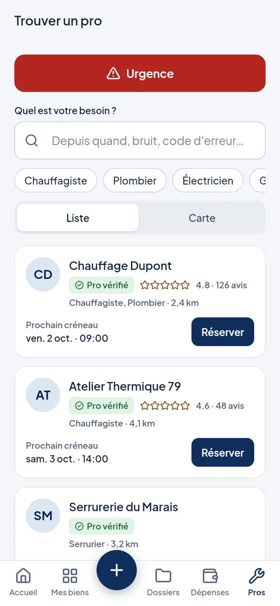 App Le Chez Soi : trouver un pro vérifié